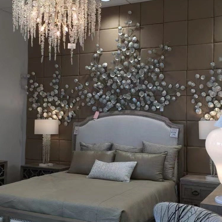 Light Luxury Silver Flower Branch Chandelier with Icicle Details for Bedroom Dining Room and Hallway - 9 Lights/D 23.6"*H 27.8"Warm LightBlushlighting