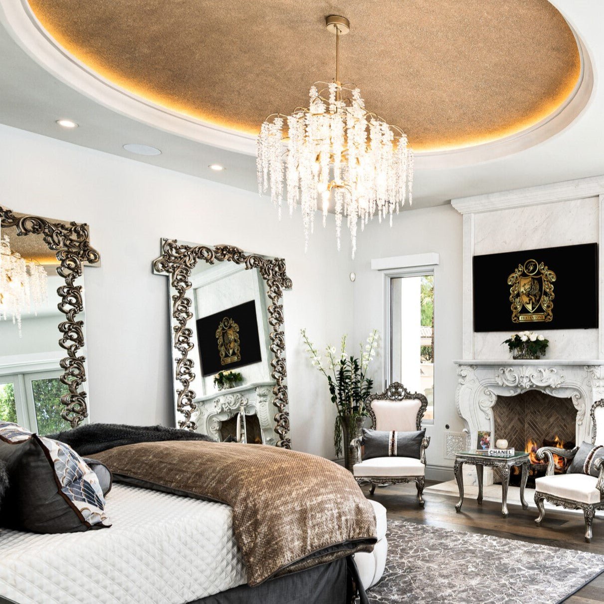 Light Luxury Silver Flower Branch Chandelier with Icicle Details for Bedroom Dining Room and Hallway - 9 Lights/D 23.6"*H 27.8"Warm LightBlushlighting