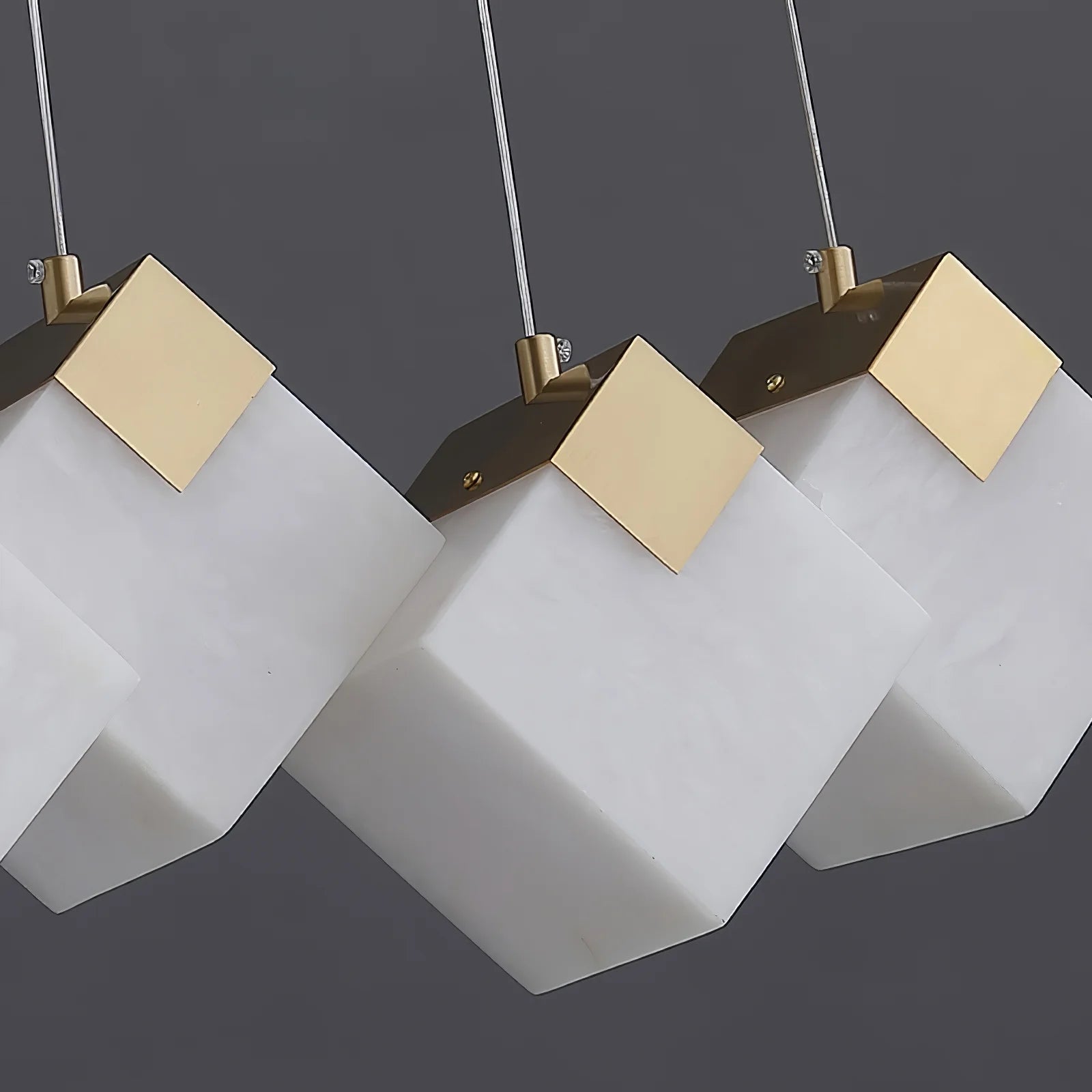 Linear Alabaster Cube Chandelier 6-Light Brass Island Pendant Light - 10-Lights ∅ 47.2" x H 3.9"Gold & WhiteBlushlighting