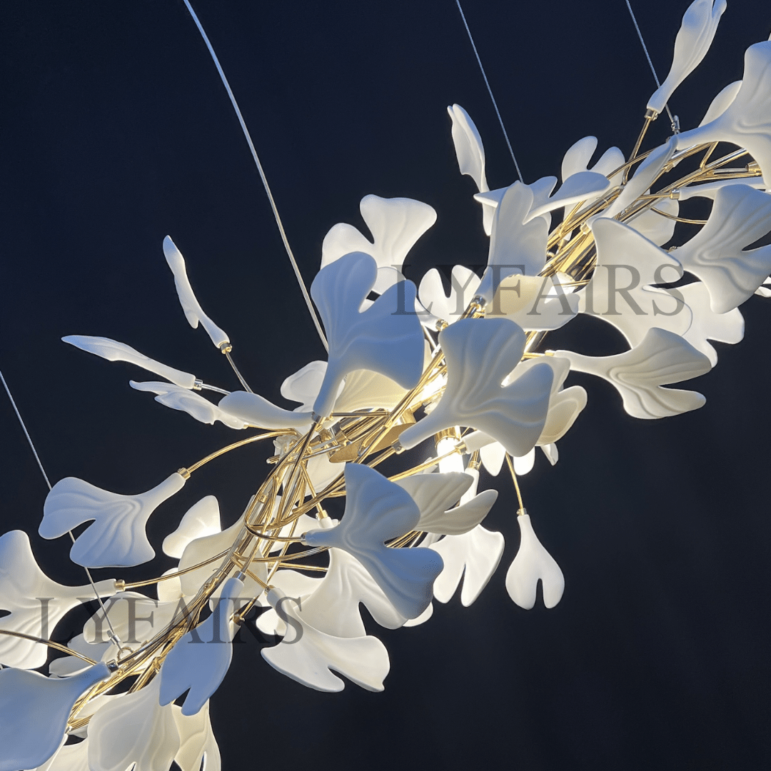 Linear Ginkgo Ceramic Chandelier for Dining Room/Kitchen Island-Chandeliers-Blushlighting-Blushlighting