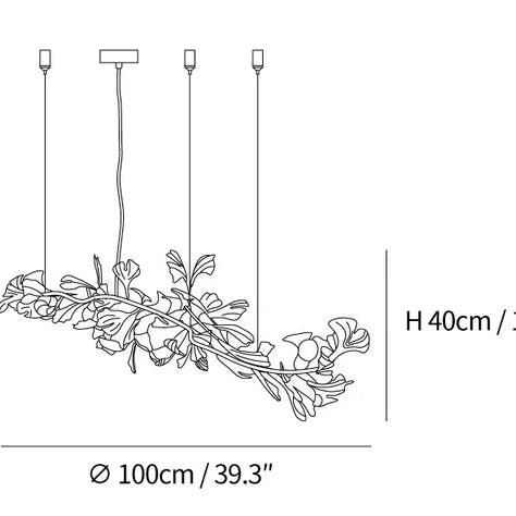 Linear Ginkgo Ceramic Chandelier for Dining Room/Kitchen Island-Chandeliers-Blushlighting-Blushlighting