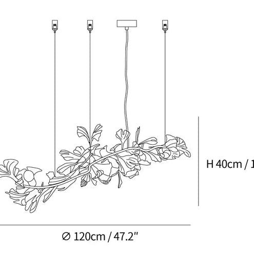Linear Ginkgo Ceramic Chandelier for Dining Room/Kitchen Island-Chandeliers-Blushlighting-Blushlighting