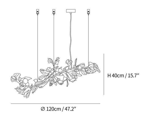 Linear Ginkgo Ceramic Chandelier for Dining Room/Kitchen Island-Chandeliers-Blushlighting-Blushlighting
