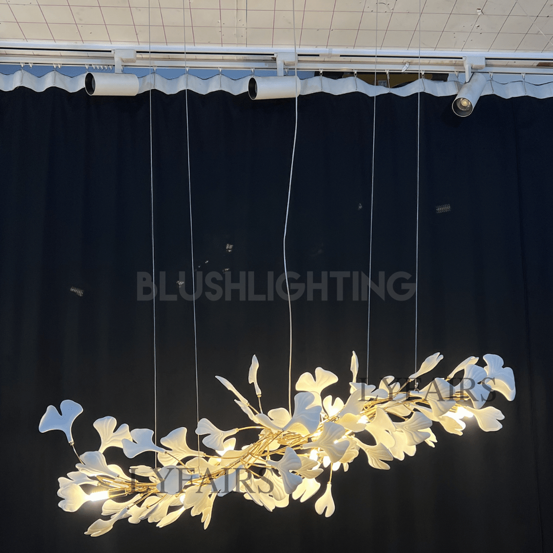 Linear Ginkgo Ceramic Chandelier for Dining Room/Kitchen Island-Chandeliers-Blushlighting-Blushlighting