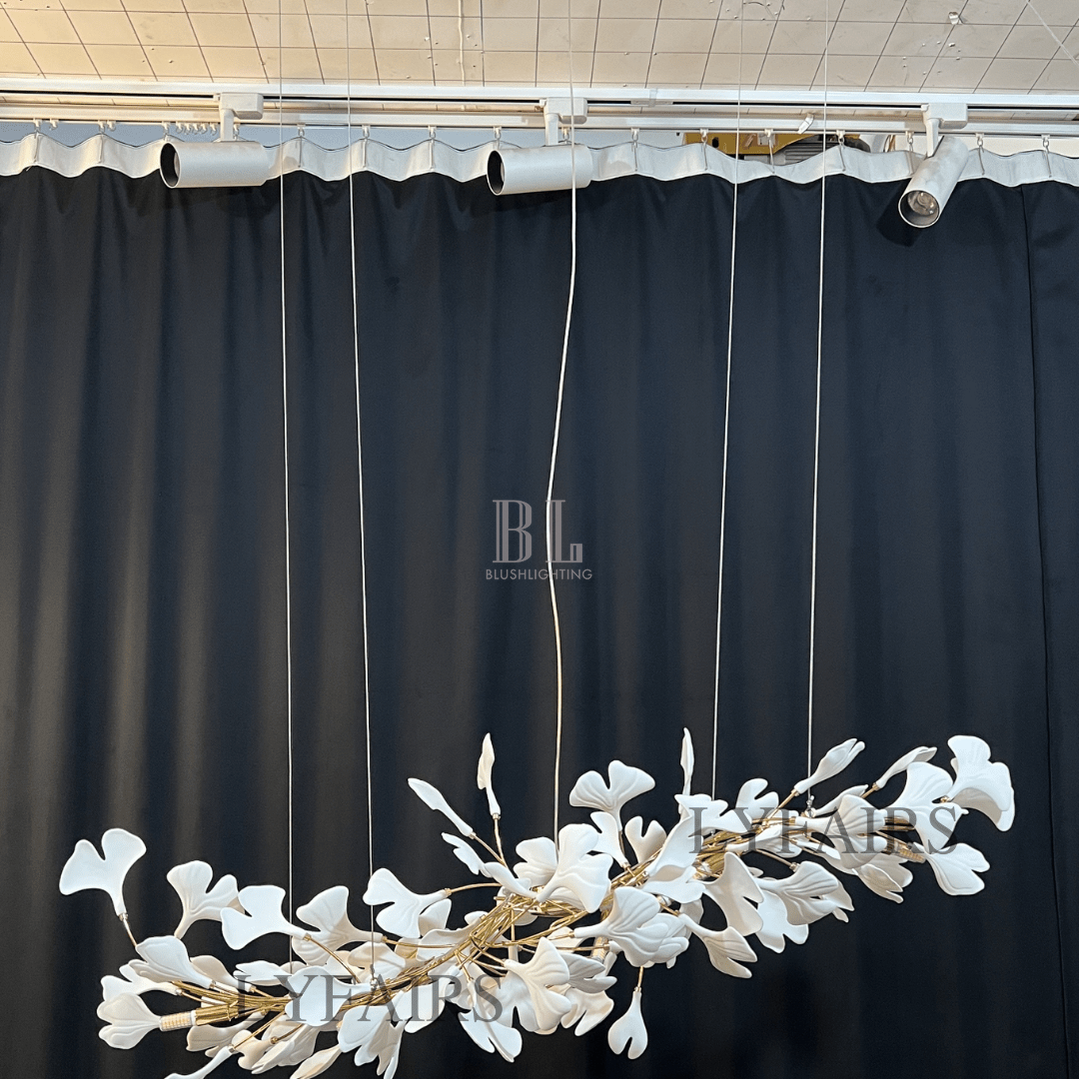 Linear Ginkgo Ceramic Chandelier for Dining Room/Kitchen Island-Chandeliers-Blushlighting-Blushlighting