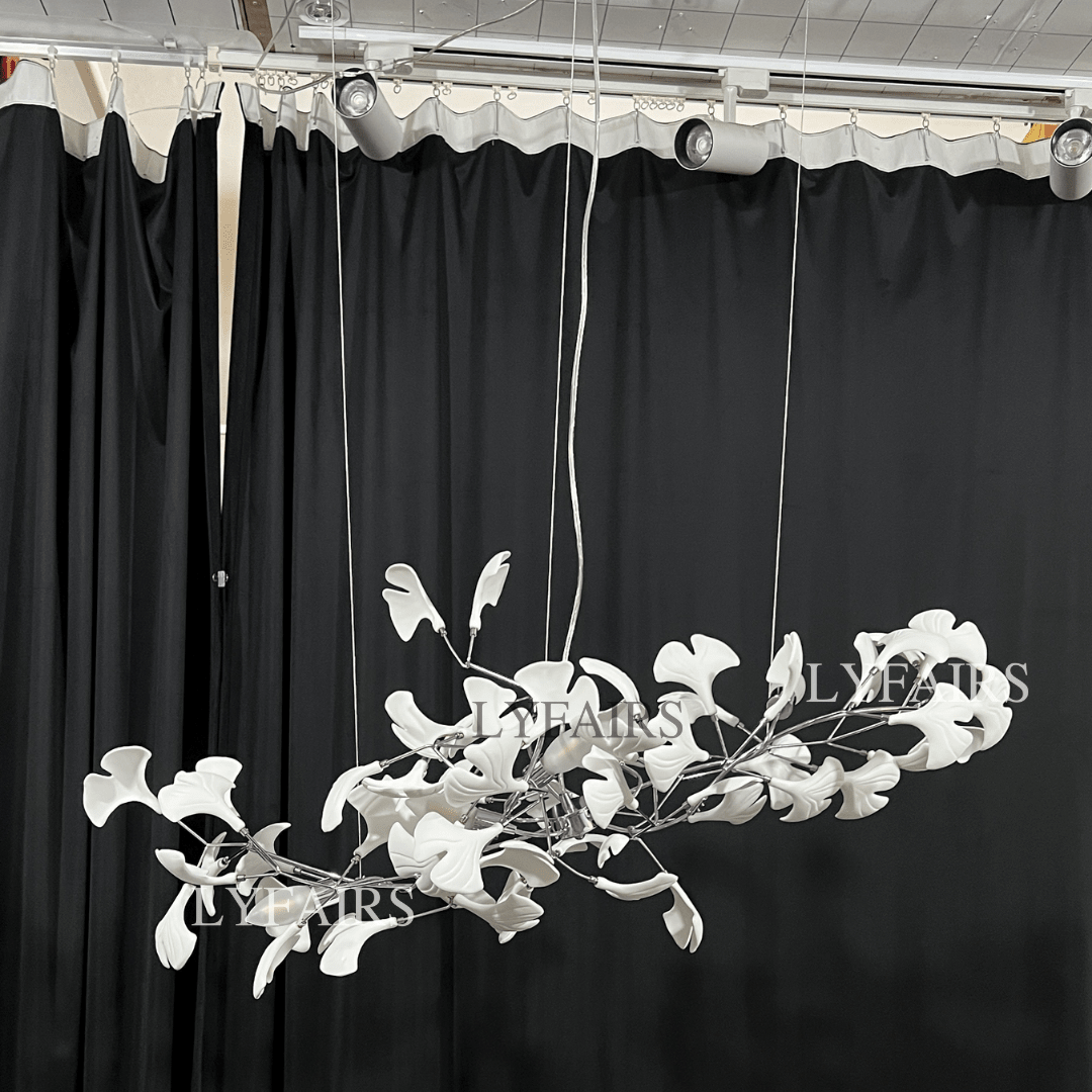 Linear Ginkgo Ceramic Chandelier for Dining Room/Kitchen Island-Chandeliers-Blushlighting-Blushlighting