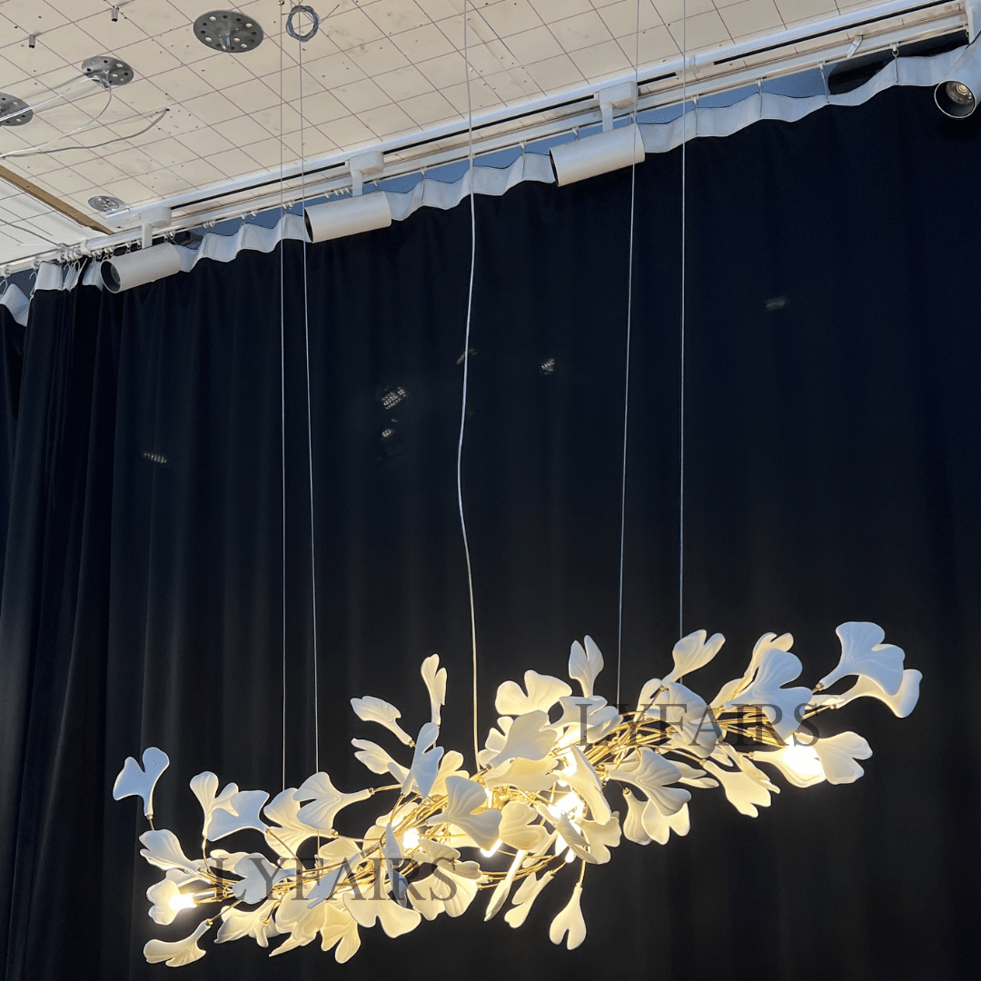 Linear Ginkgo Ceramic Chandelier for Dining Room/Kitchen Island-Chandeliers-Blushlighting-Blushlighting