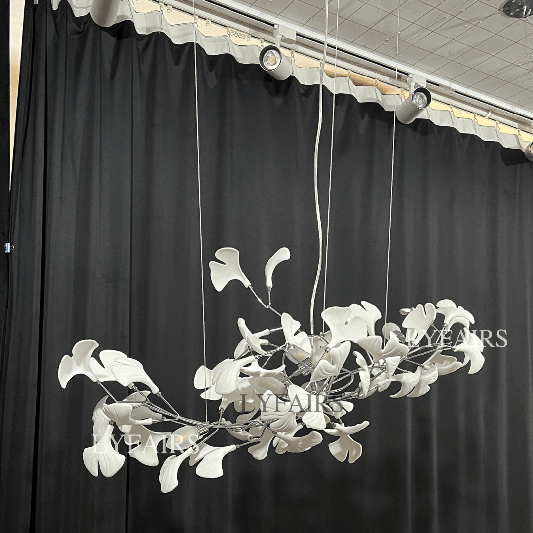 Linear Ginkgo Ceramic Chandelier for Dining Room/Kitchen Island-Chandeliers-Blushlighting-Blushlighting