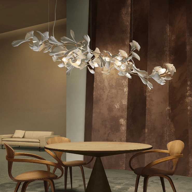 Linear Ginkgo Ceramic Chandelier for Dining Room/Kitchen Island-Chandeliers-Blushlighting-Blushlighting
