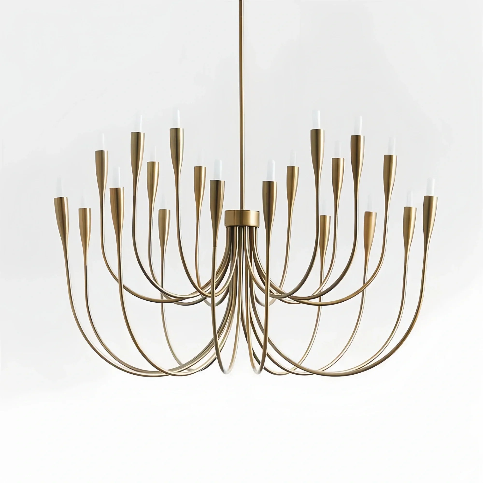 Liona Large Brass Candelabra Chandelier Light-Lacquered Burnished Brass-