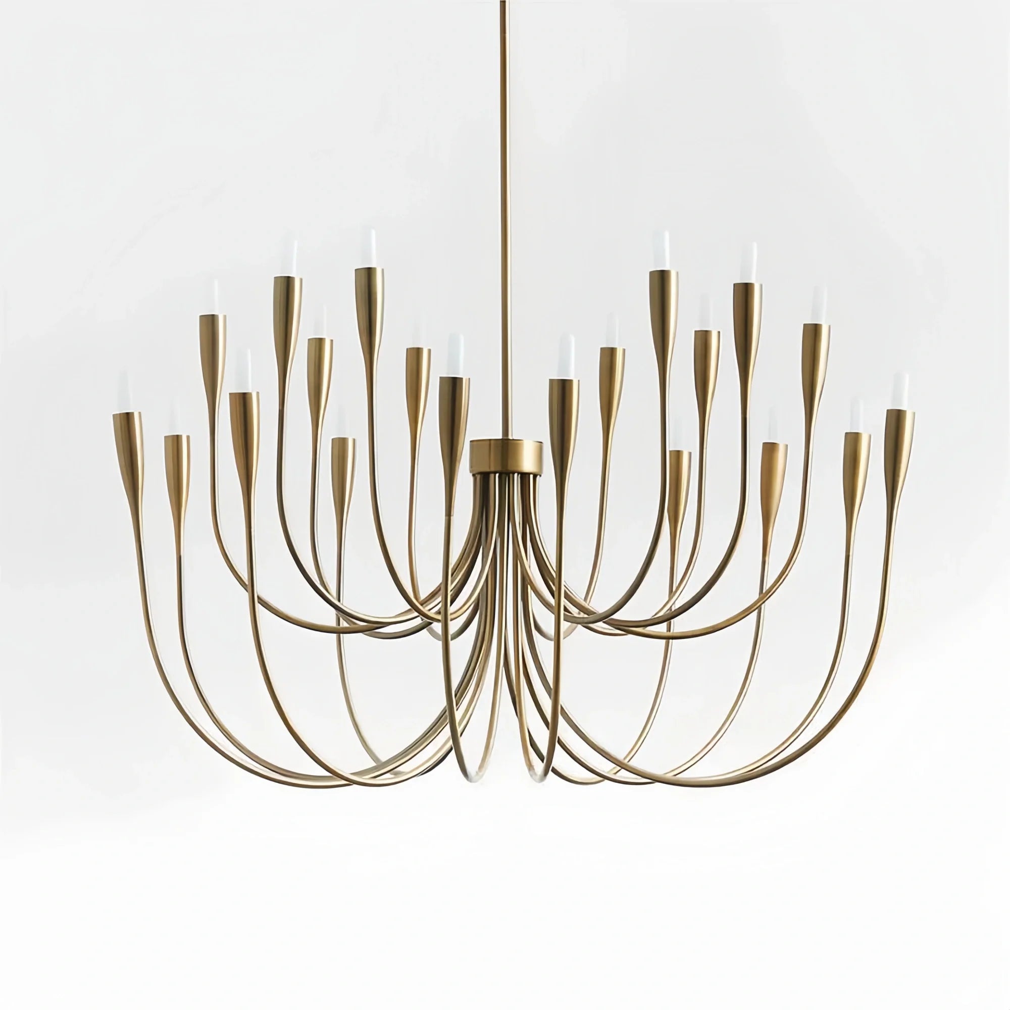 Liona Large Brass Candelabra Chandelier Light-Lacquered Burnished Brass-