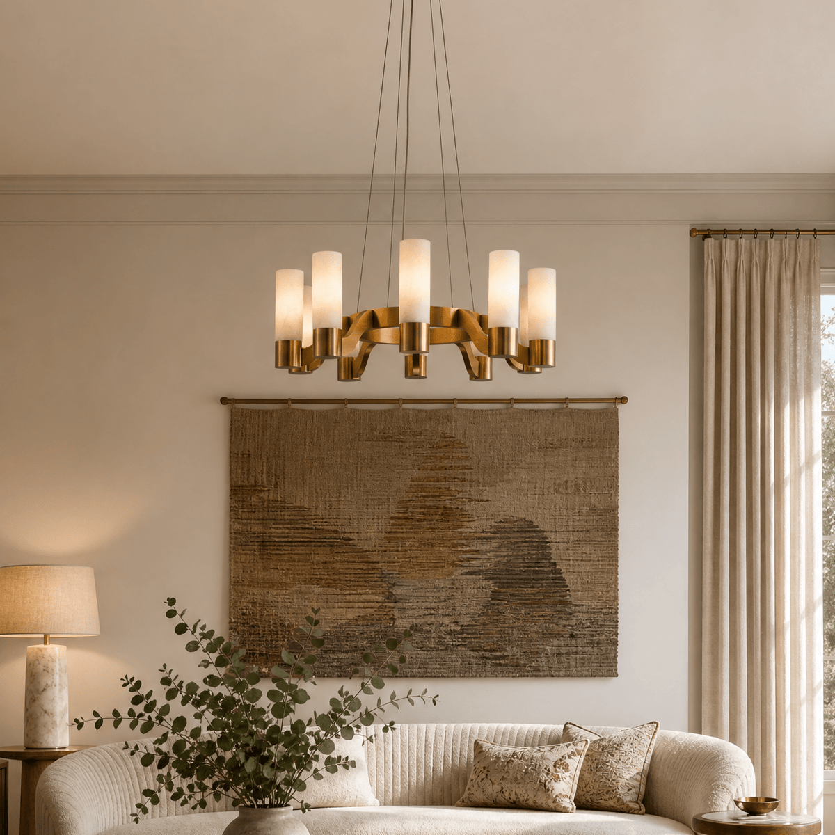 Livia Modern Alabaster Hanging Light Fixtures - D680Blushlighting