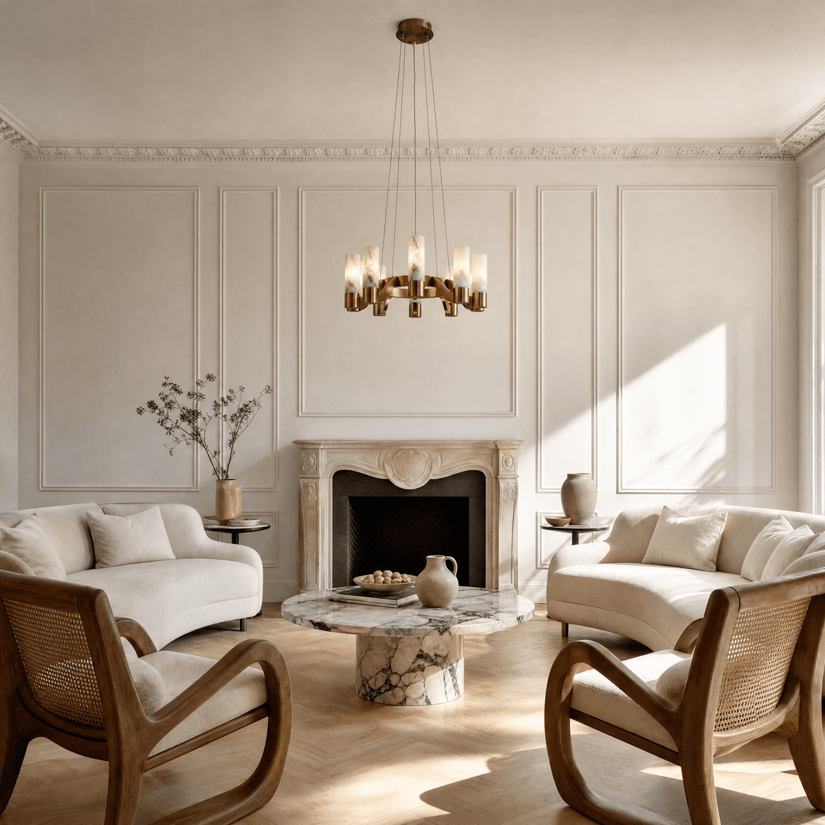Livia Modern Alabaster Hanging Light Fixtures - D680Blushlighting