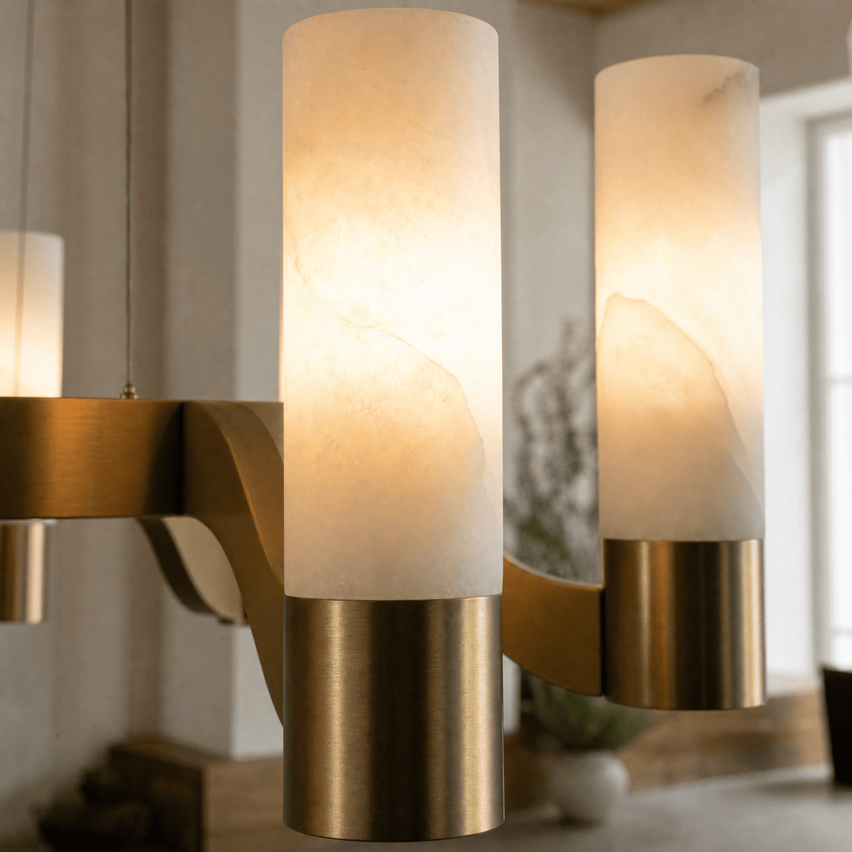 Livia Modern Alabaster Hanging Light Fixtures - D680Blushlighting