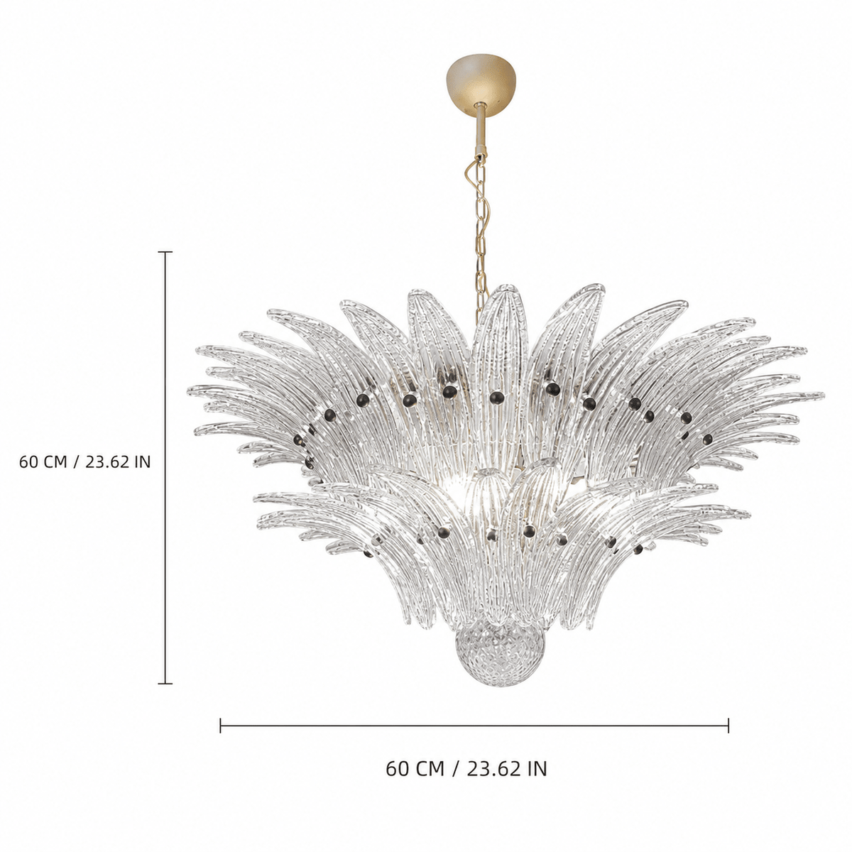 Living Room Chandelier | Sculptural Floral Glass Style | Floralys - ClearD23.6” × H23.6” (2 Tiers)Blushlighting