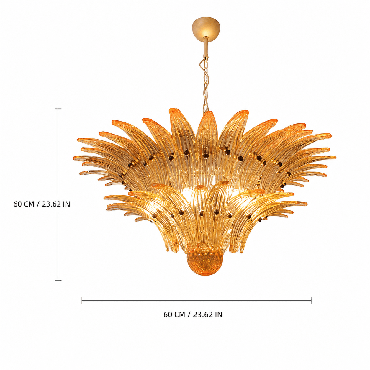 Living Room Chandelier | Sculptural Floral Glass Style | Floralys - AmberD23.6” × H23.6” (2 Tiers)Blushlighting