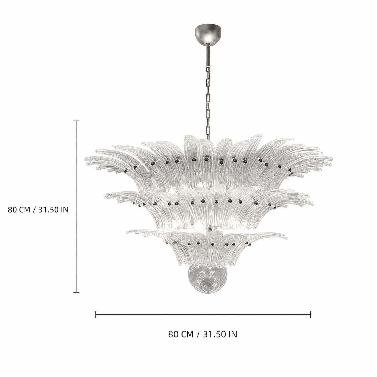 Living Room Chandelier | Sculptural Floral Glass Style | Floralys - ClearD31.5” × H31.5” (3 Tiers)Blushlighting