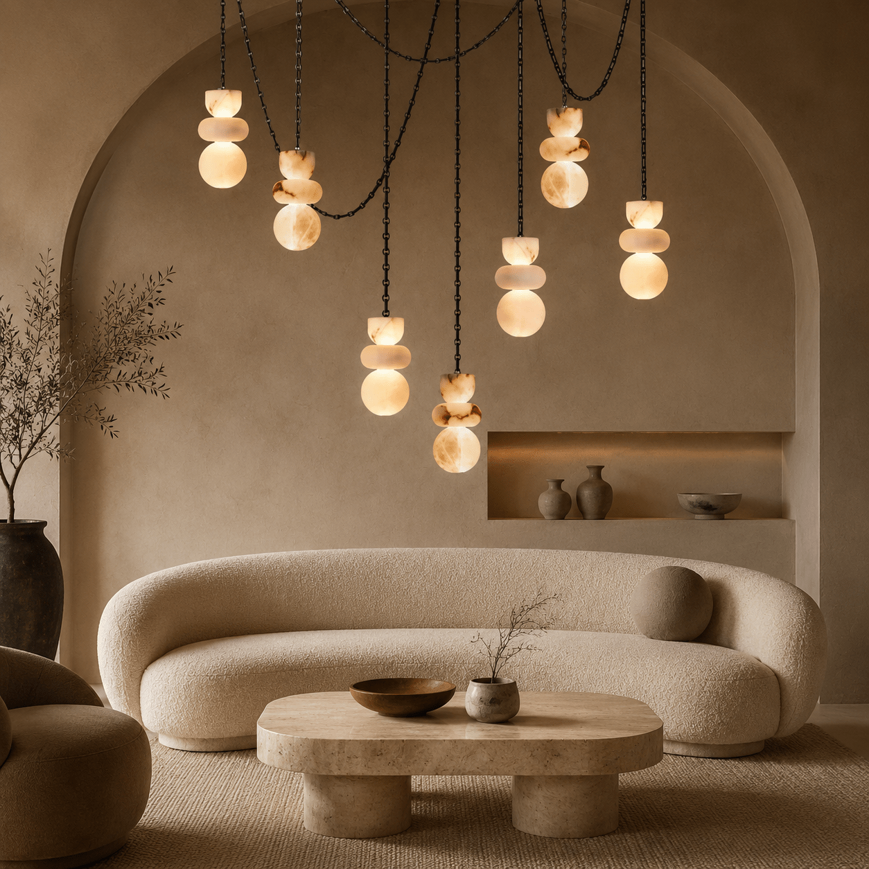 Living Room Chandelier – Sculptural Modern Aurelia - 1 Light - D4” x H8” (A Style)Blushlighting