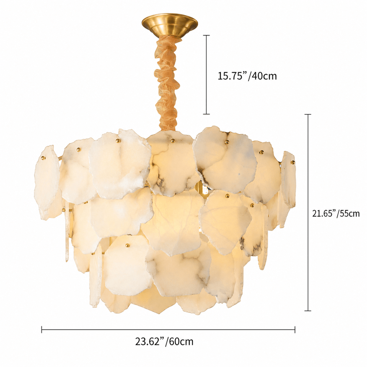 Living Room Chandelier | Spanish Alabaster French Art Deco | Celestara - Ø60 cmBlushlighting
