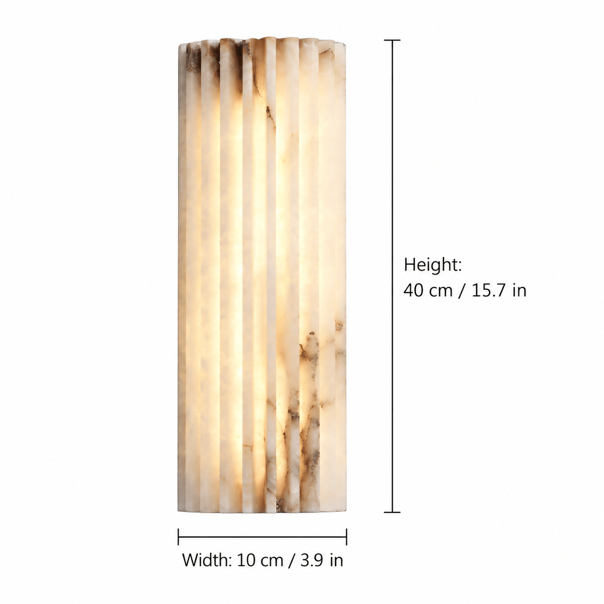 Living Room Wall Sconce | Fluted Alabaster Minimalist | Ribelle - H45 x W10 cm (17.7 x 3.9 in)Blushlighting