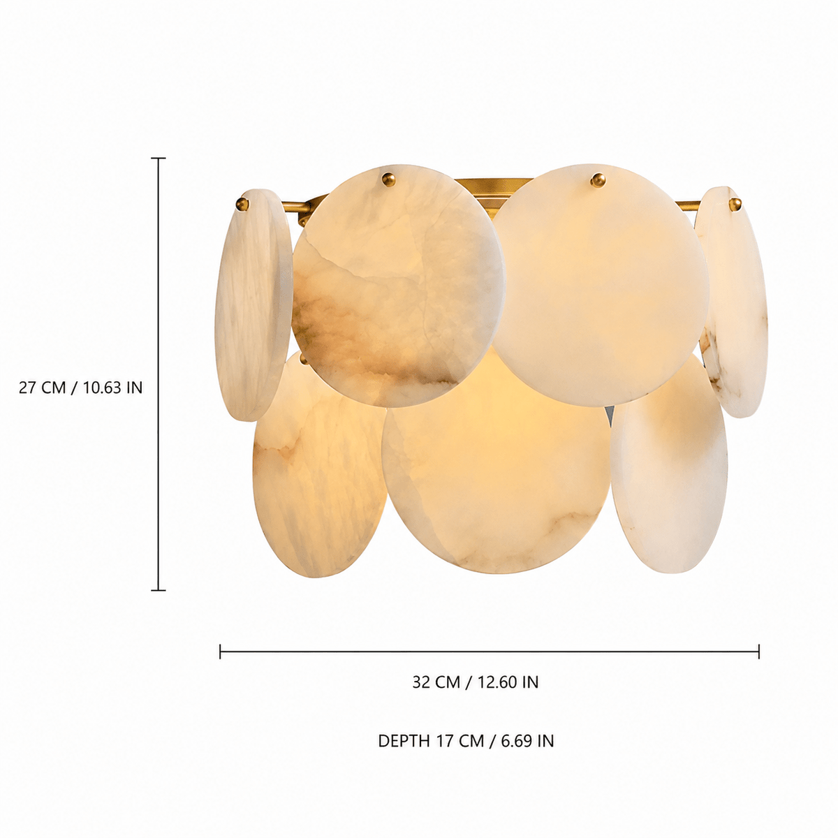 Living Room Wall Sconce | French Art Deco Spanish Alabaster | Solara - W12.60 × H10.63 × D6.69 inBlushlighting