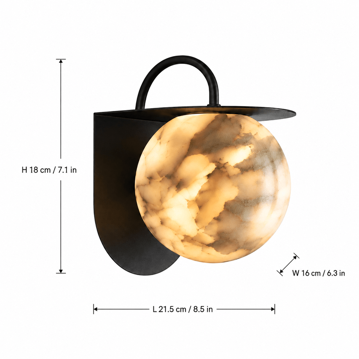 Living Room Wall Sconce | Spanish Alabaster Contemporary | Novera - L8.5 × W6.3 × H7.1 inBlushlighting