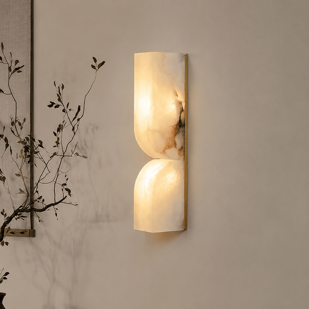 Living Room Wall Sconce | Spanish Alabaster Minimalist | Avenor - 35 cmBlushlighting