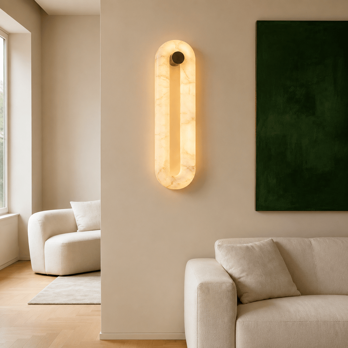 Living Room Wall Sconce | Spanish Alabaster Minimalist | Orelis - 40 cmBlushlighting