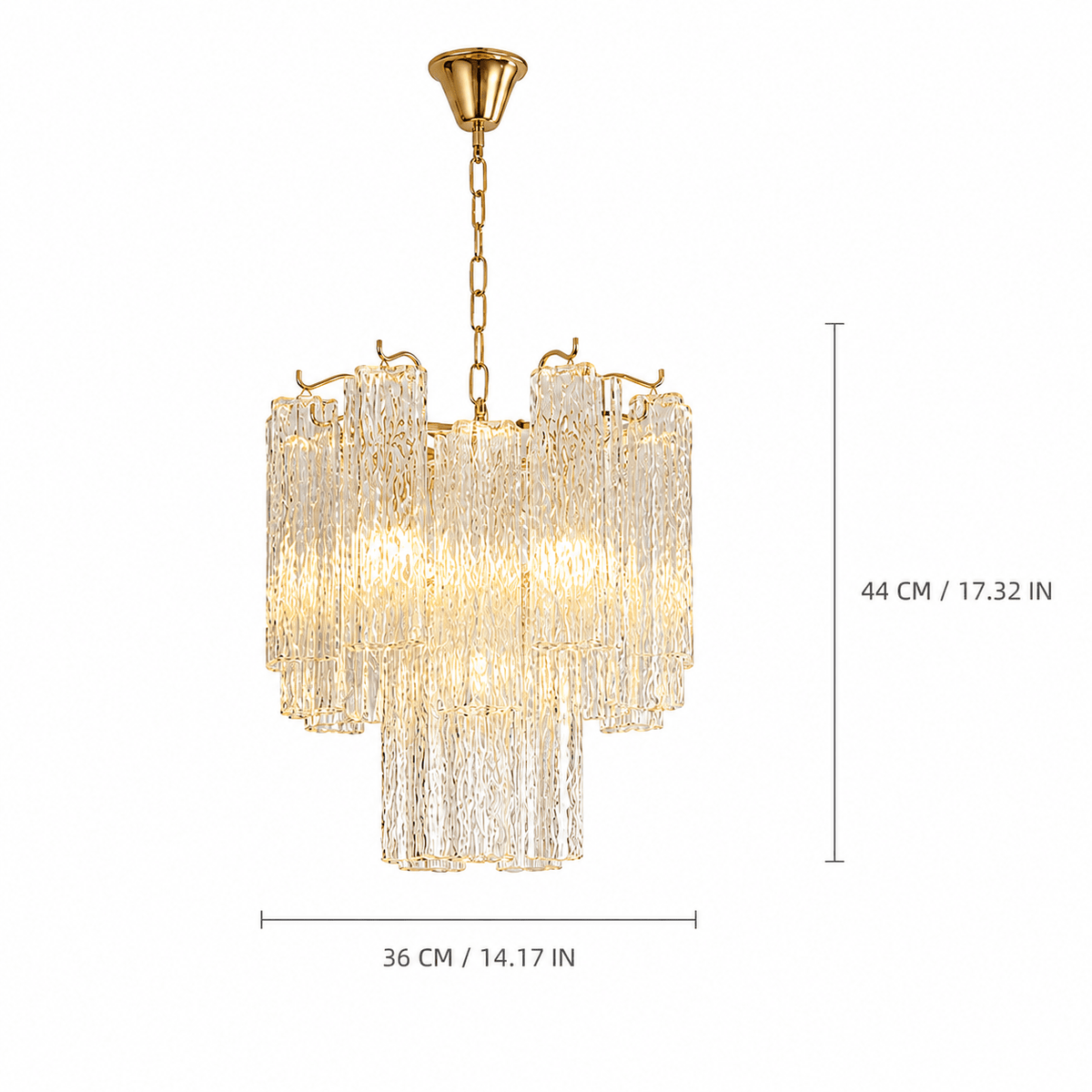 Living Room/Bedroom Chandelier – Artisan Murano Style Elaris Cascade - 14.1 in (35 cm) / 4-LightBlushlighting