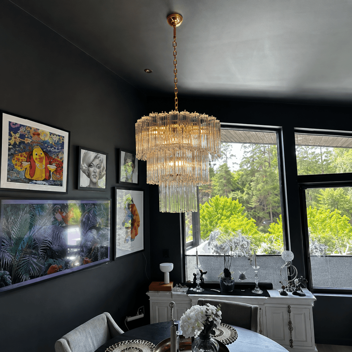 Living Room/Bedroom Chandelier – Artisan Murano Style Elaris Cascade - 14.1 in (35 cm) / 4-LightBlushlighting