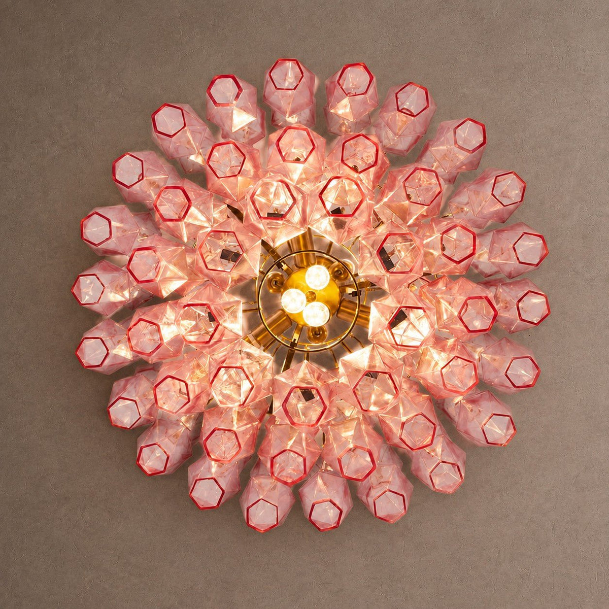 Living/Dining Room Chandelier – Artisan Murano Style Virelle Cascade - Copper + Blush Pink5-Tier / Ø 21.7 in × H 25.6 inBlushlighting