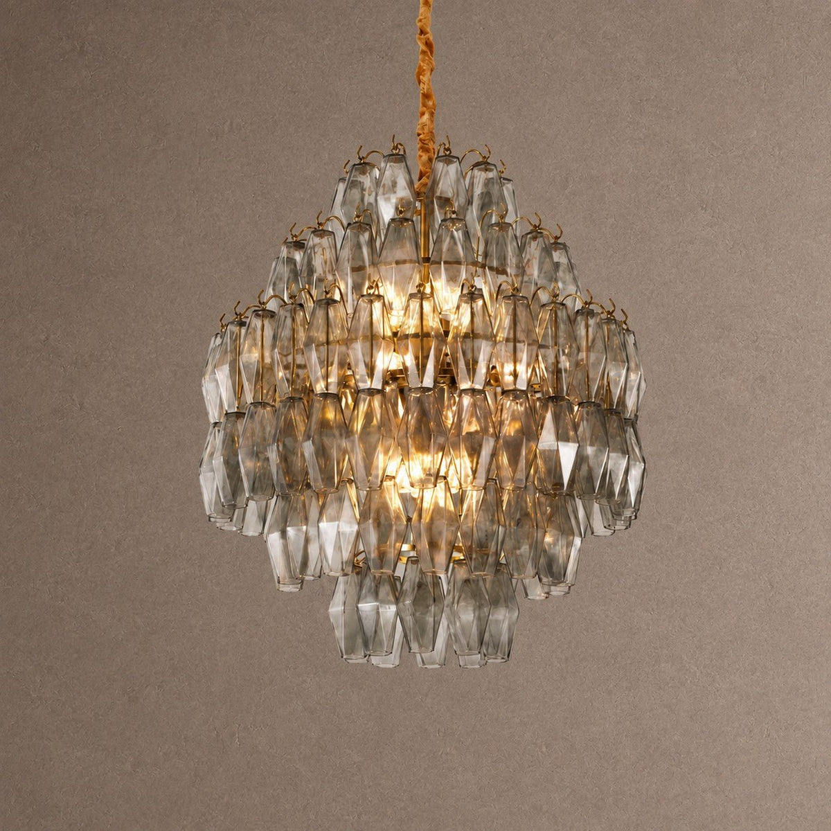 Living/Dining Room Chandelier – Artisan Murano Style Virelle Cascade - Copper + Blush Pink5-Tier / Ø 21.7 in × H 25.6 inBlushlighting