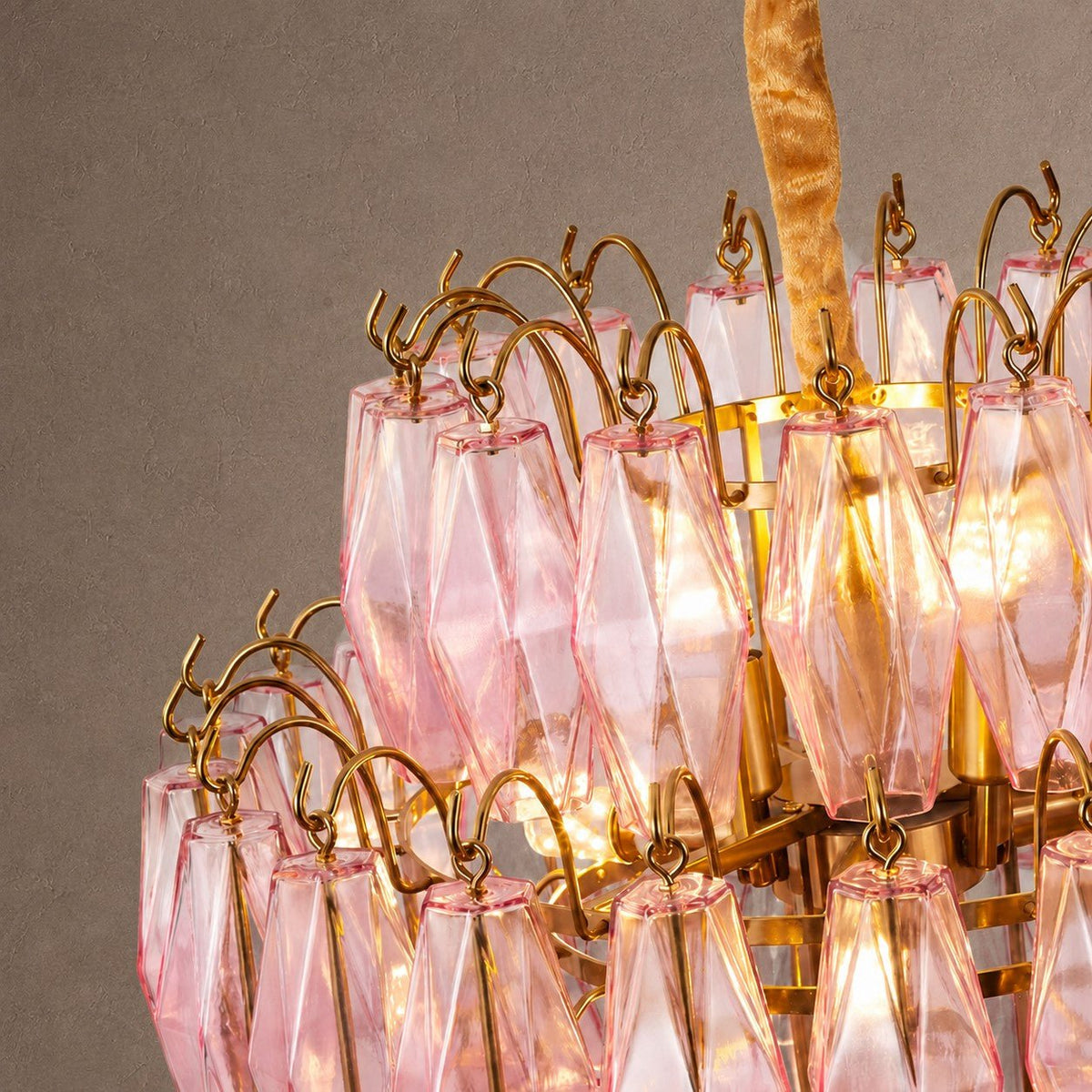 Living/Dining Room Chandelier – Artisan Murano Style Virelle Cascade - Copper + Blush Pink5-Tier / Ø 21.7 in × H 25.6 inBlushlighting