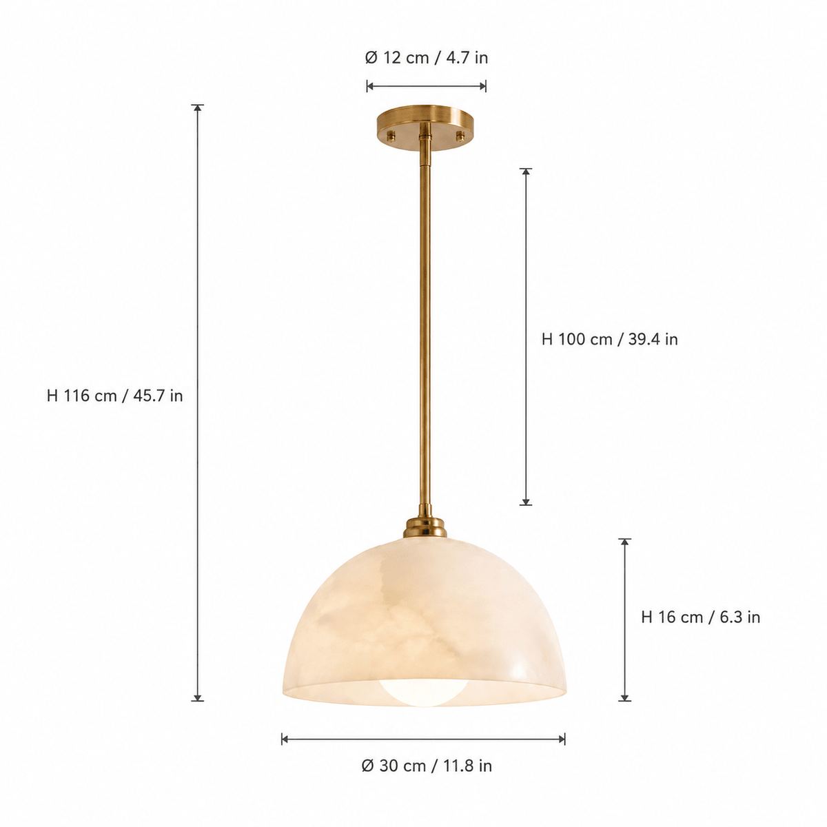 Living/Dining Room Mini Pendant Light – Vintage Celestine Dome - D11.8” x H45.7”Blushlighting