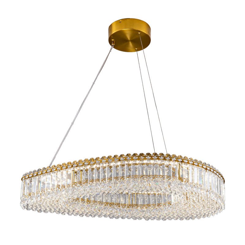 Lohan 31.5" Modern LED Crystal Chandelier for Dining Room, Kitchen Island, Living Room, Bedroom, Foyer - Blushlighting