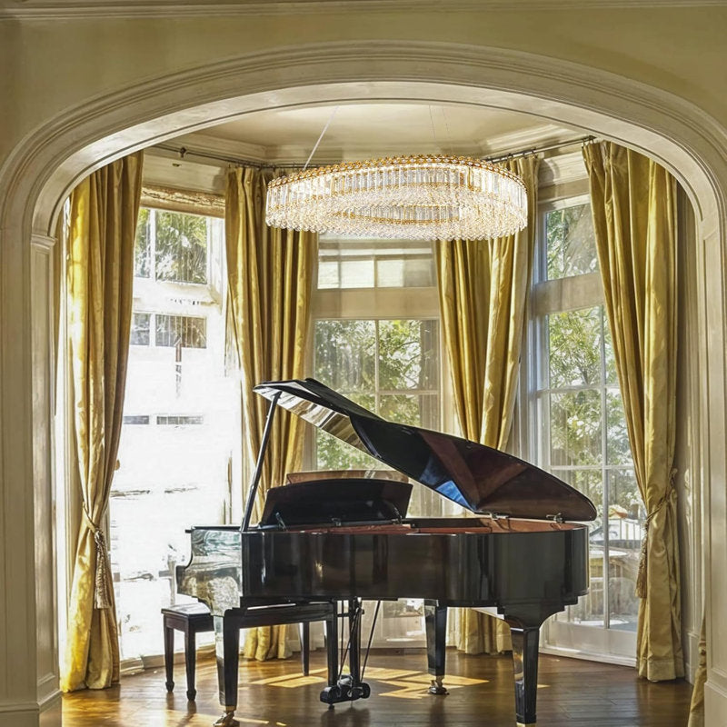 Lohan 31.5" Modern LED Crystal Chandelier for Dining Room, Kitchen Island, Living Room, Bedroom, Foyer-