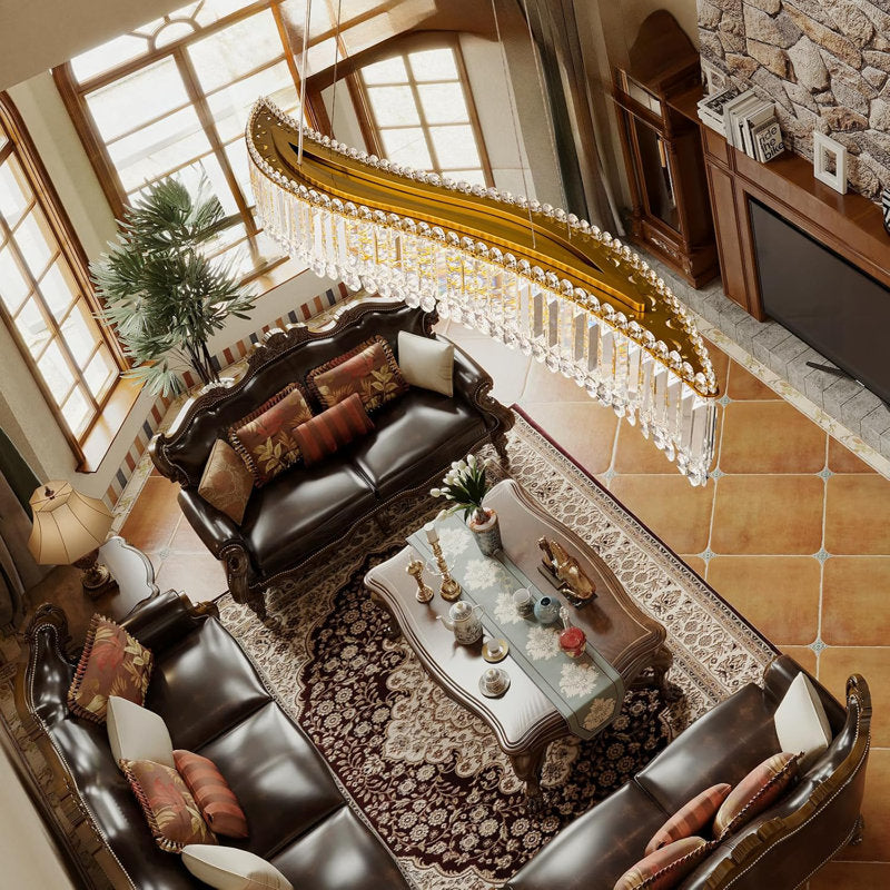 Lohan 31.5" Modern Luxury Geometric LED Crystal Kitchen Island Chandelier-