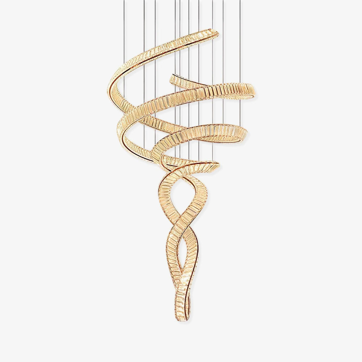 Long Spiral Crystal Chandelier - ∅ 31.5″ x H 90.1″ / Dia 80cm x H 230cmStainless steel & Clear crystalWarm LightBlushlighting