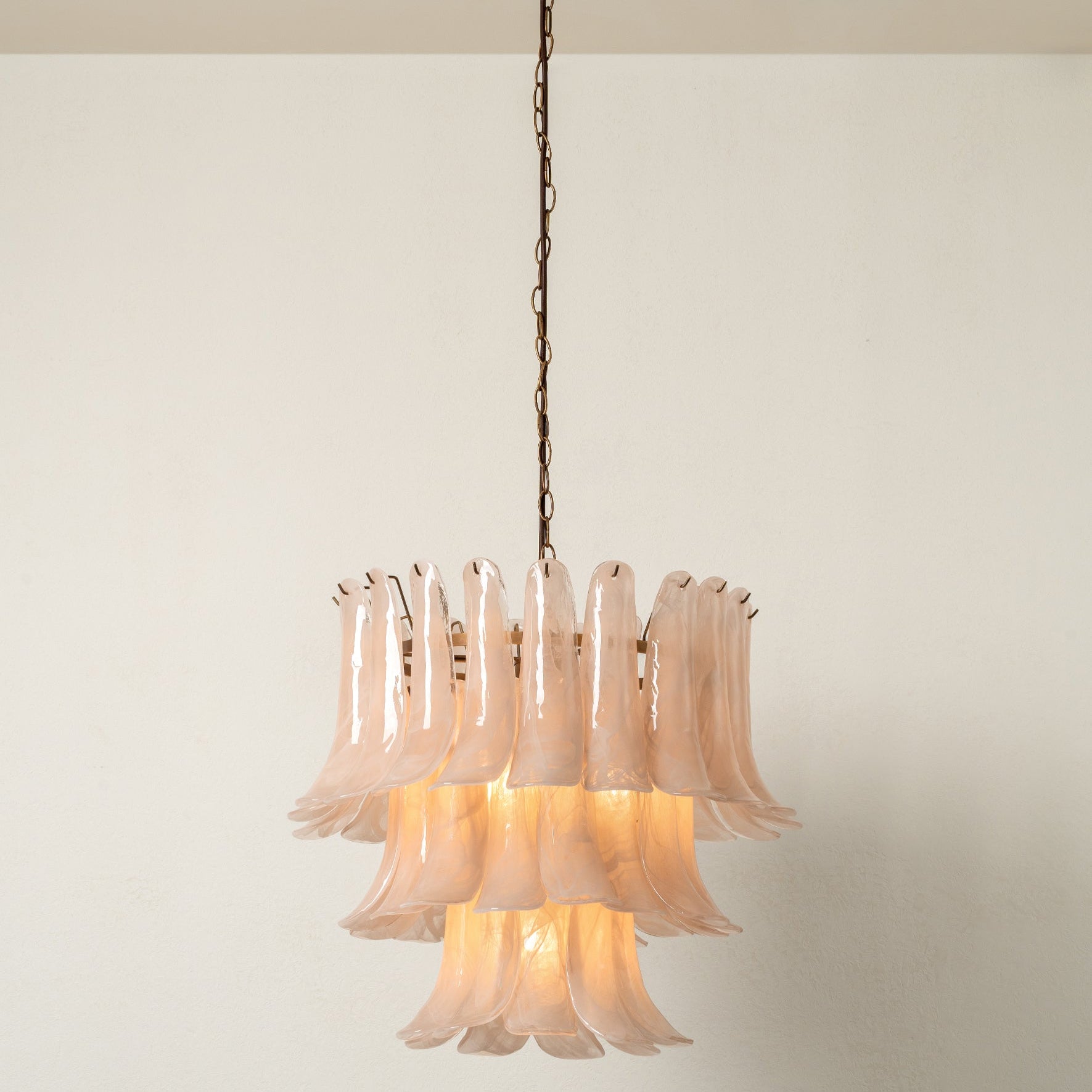 Lonso Taupe Mid-Century Brass & Glass Chandelier – Vintage Glam - Blushlighting