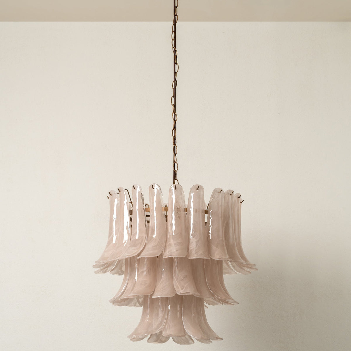 Lonso Taupe Mid-Century Brass & Glass Chandelier – Vintage Glam - Blushlighting