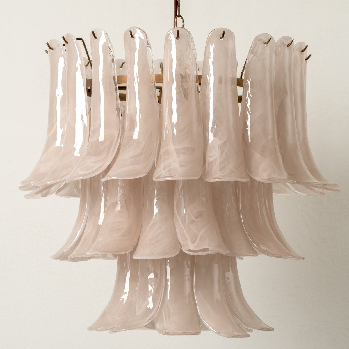 Lonso Taupe Mid-Century Brass & Glass Chandelier – Vintage Glam - Blushlighting