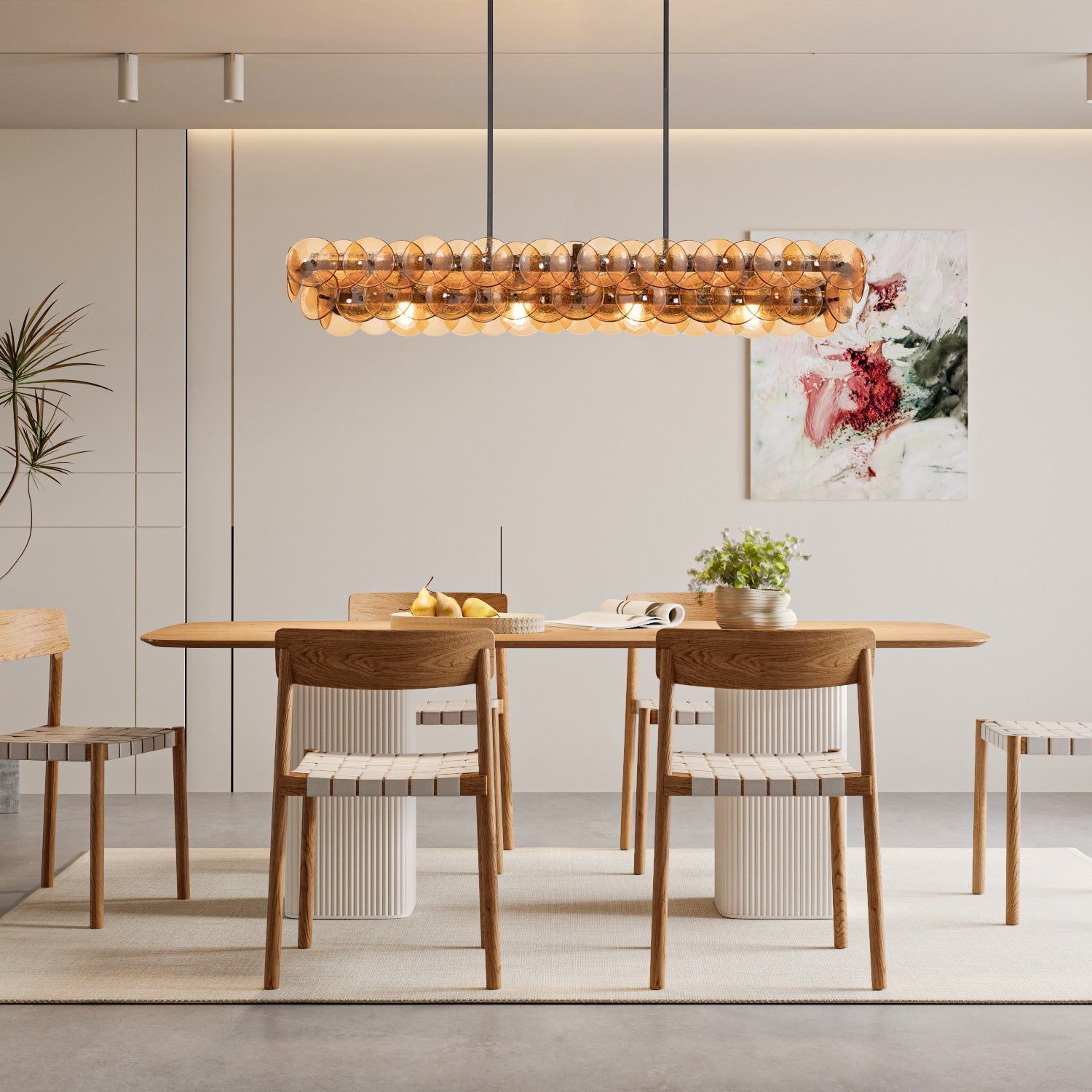 Loren Linear Chandelier - L 54" x W 14" x H 8"ClearBrassBlushlighting