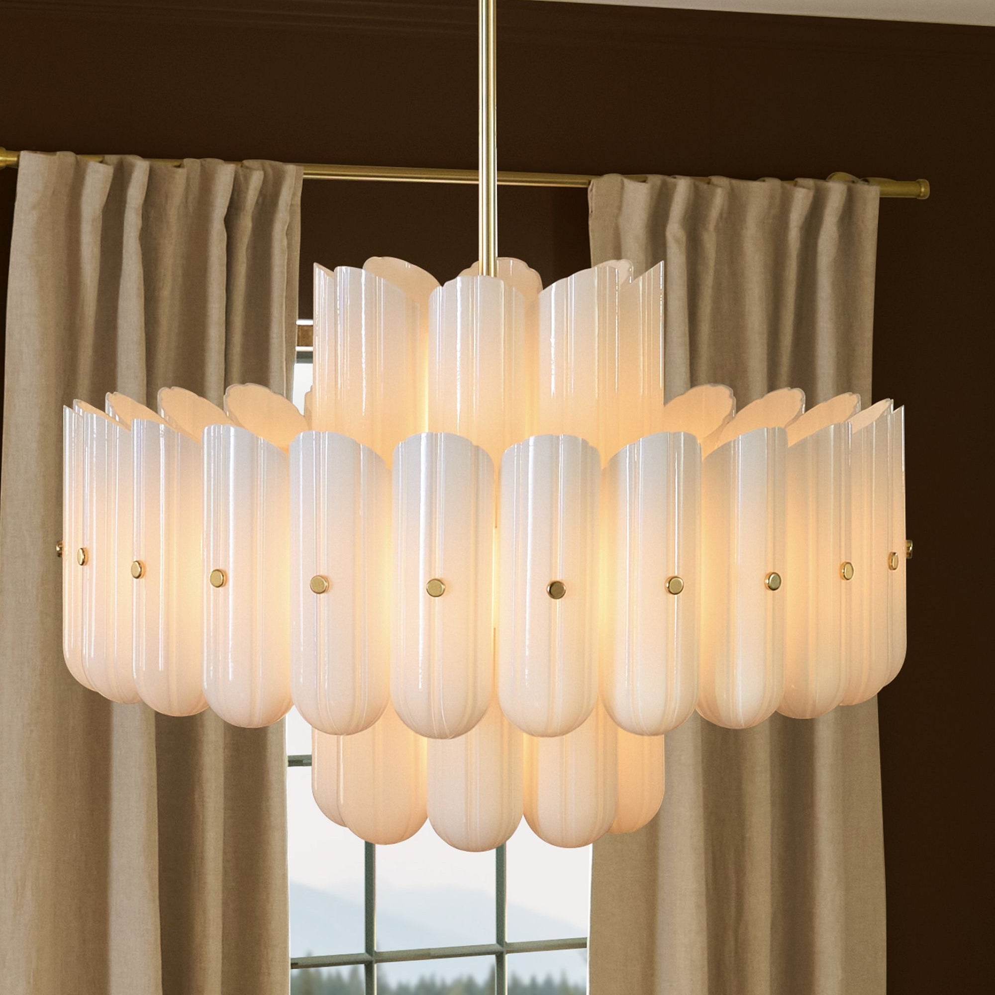 Lorna LED Double Tier Chandelier 25" 35" 46"-Chandelier-Blushlighting-Blushlighting
