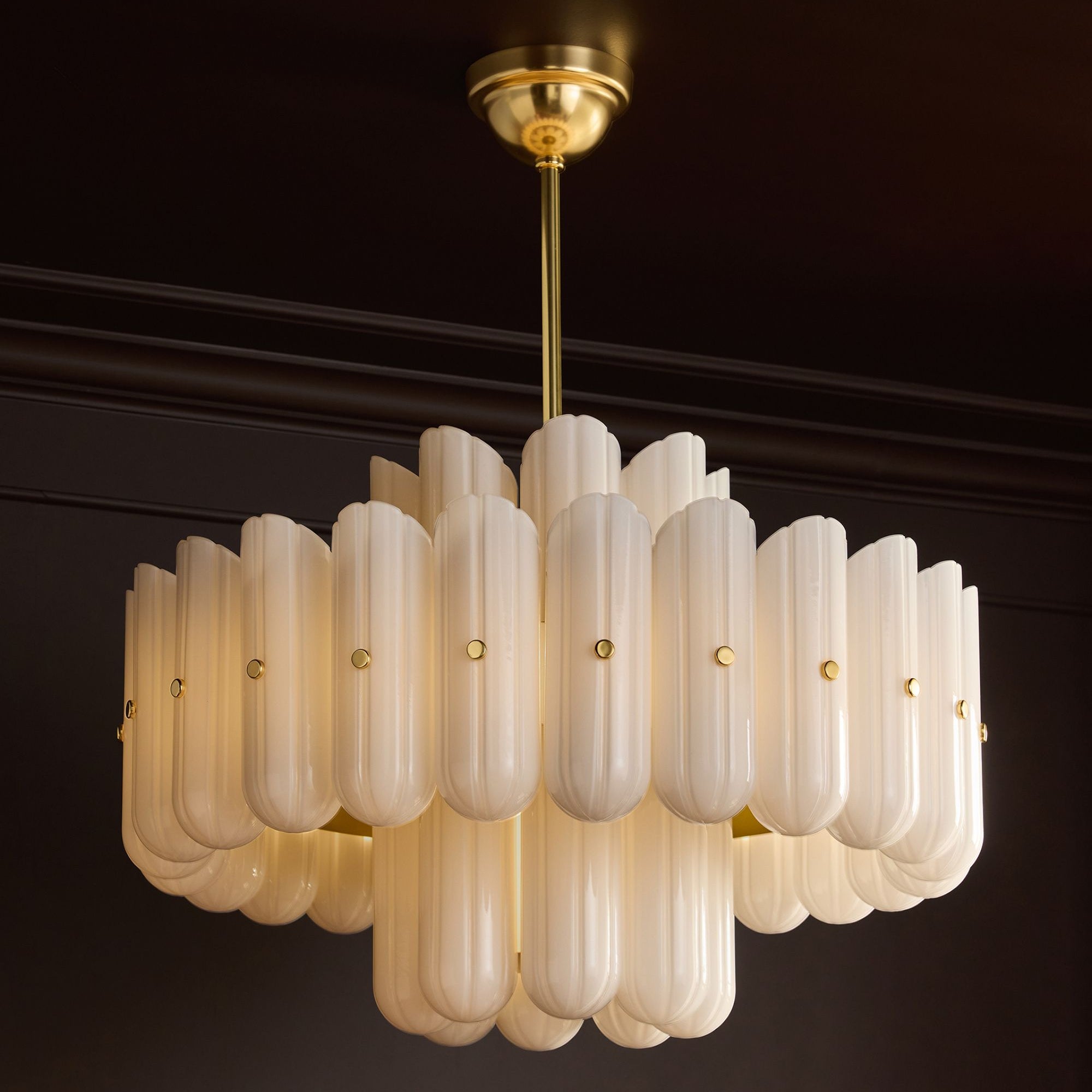 Lorna LED Double Tier Chandelier 25" 35" 46"-Chandelier-Blushlighting-Aged Brass-35"-Blushlighting