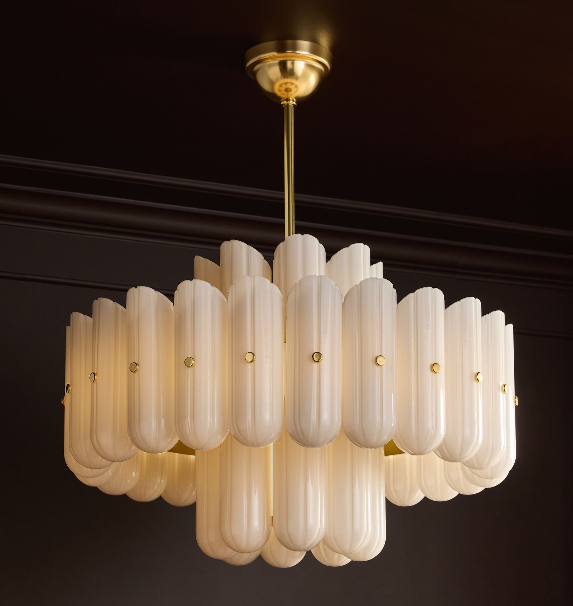 Lorna LED Double Tier Chandelier 25" 35" 46"-Chandelier-Blushlighting-Aged Brass-35"-Blushlighting