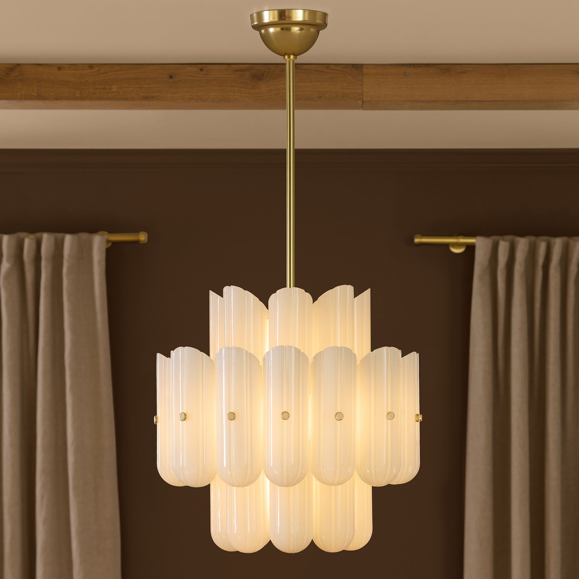 Lorna LED Double Tier Chandelier 25" 35" 46"-Chandelier-Blushlighting-Aged Brass-25"-Blushlighting