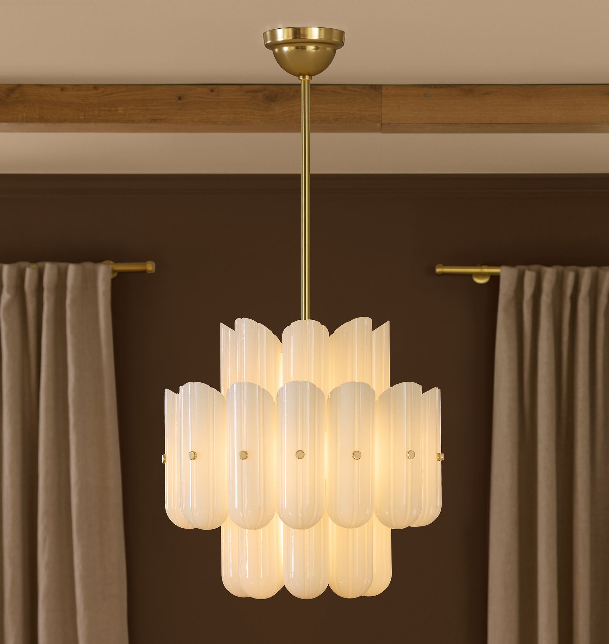 Lorna LED Double Tier Chandelier 25" 35" 46"-Chandelier-Blushlighting-Aged Brass-25"-Blushlighting