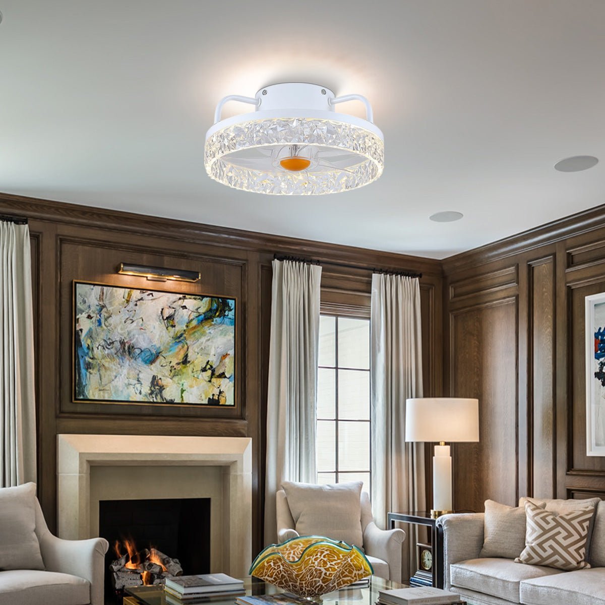 Low Profile Ceiling Fan Light with Remote 13" - BlackBlushlighting