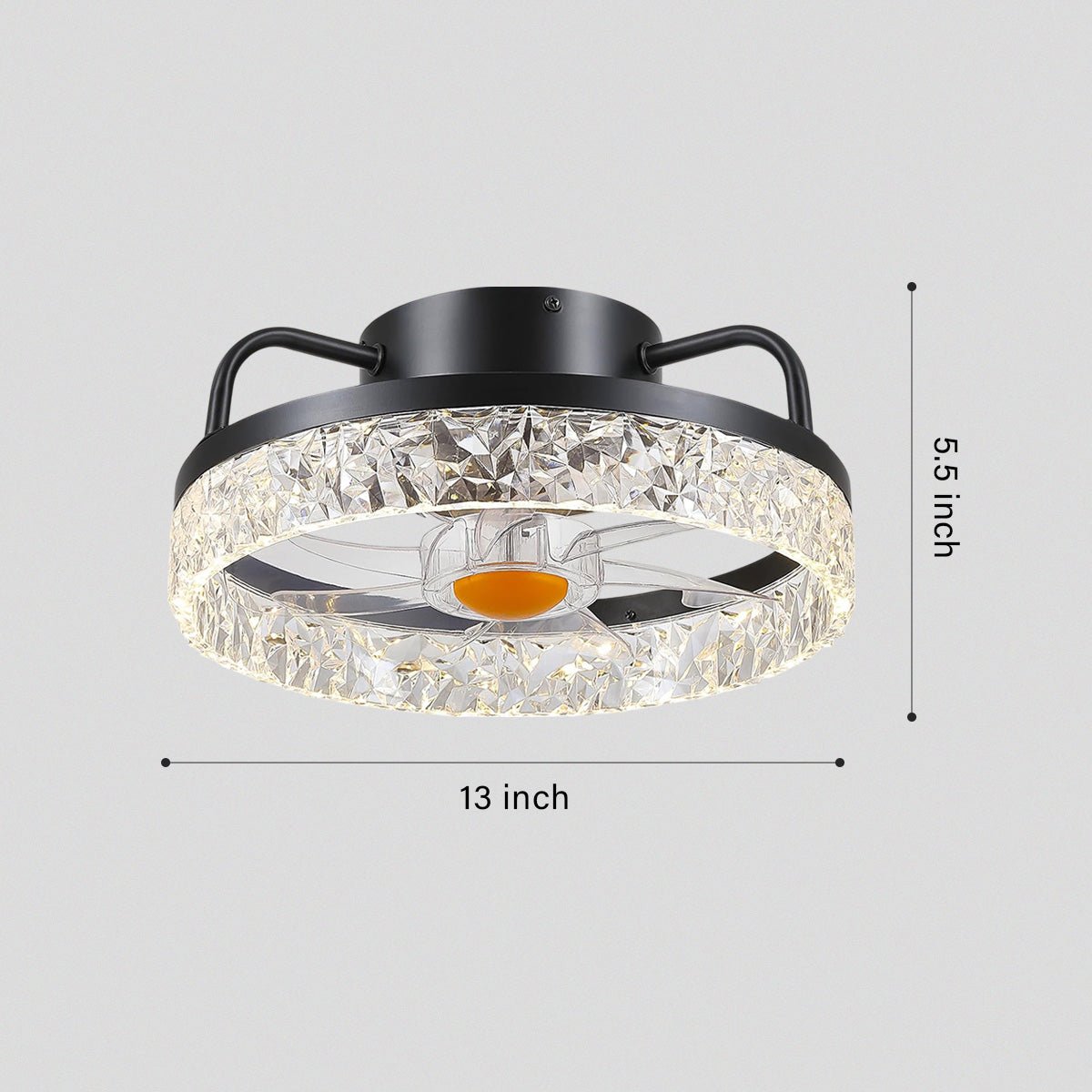 Low Profile Ceiling Fan Light with Remote 13" - Black & RGBBlushlighting