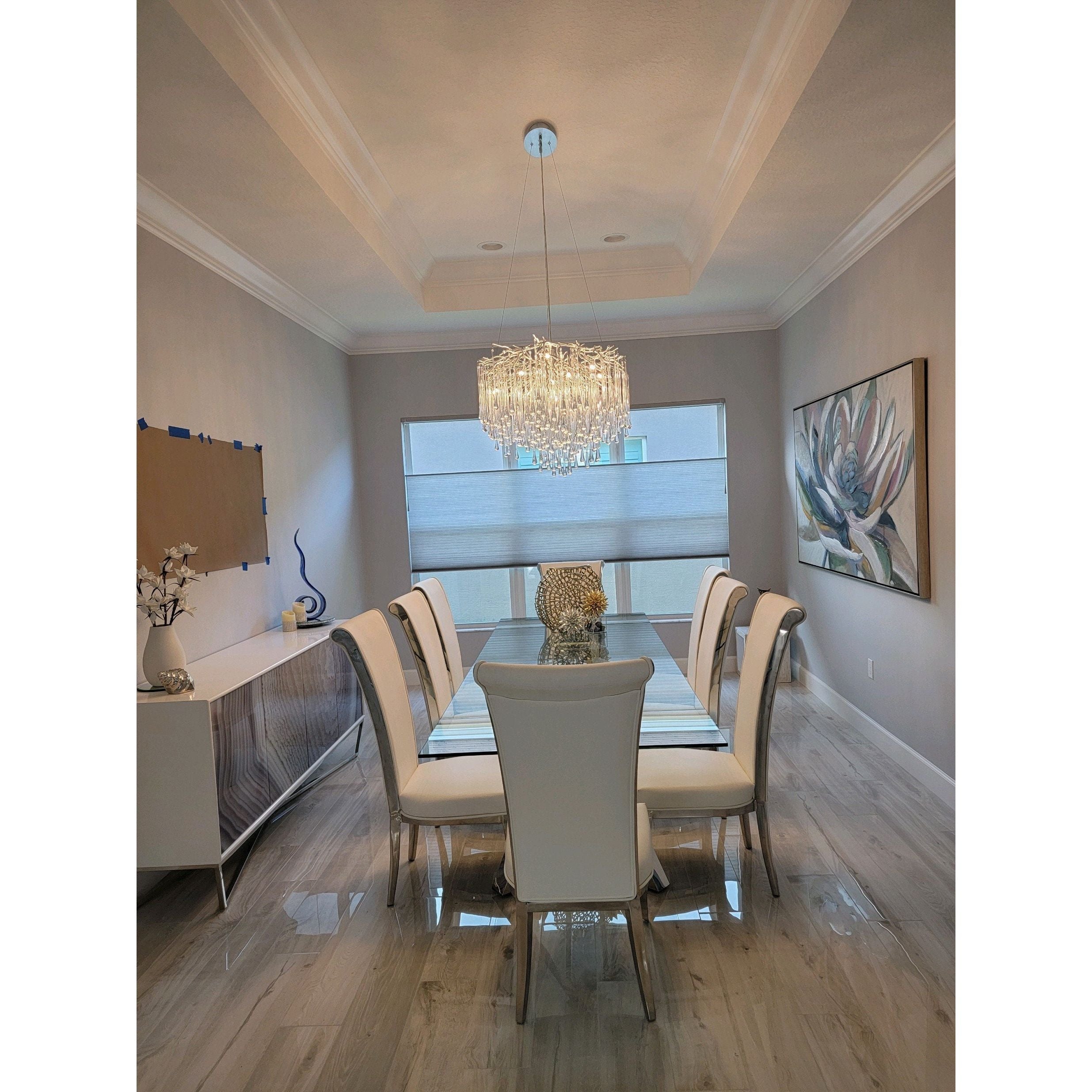 Lukas Oval Branching Brass Linear Teardrop Chandelier - 73" LengthDark CopperBlushlighting